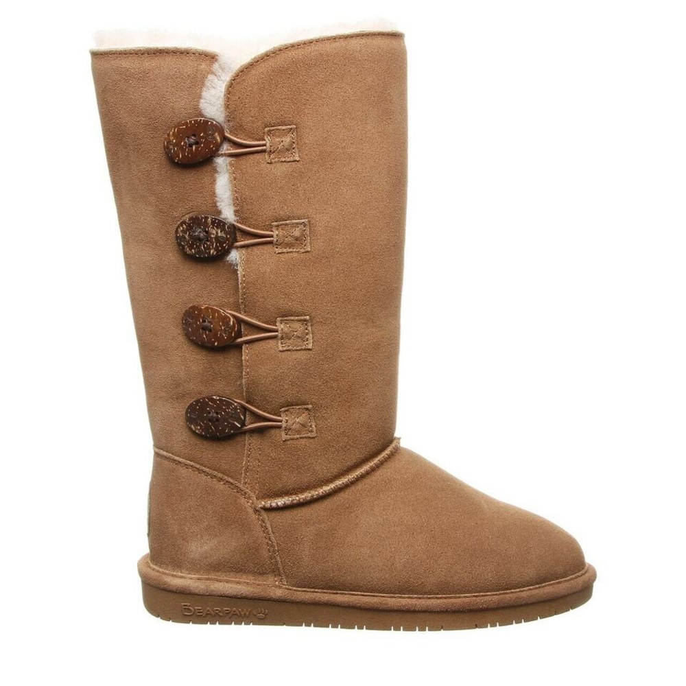 BEARPAW Lori Suede Sheepskin Toggle Boot with NeverWet™ Size 12 M‎ Hickory